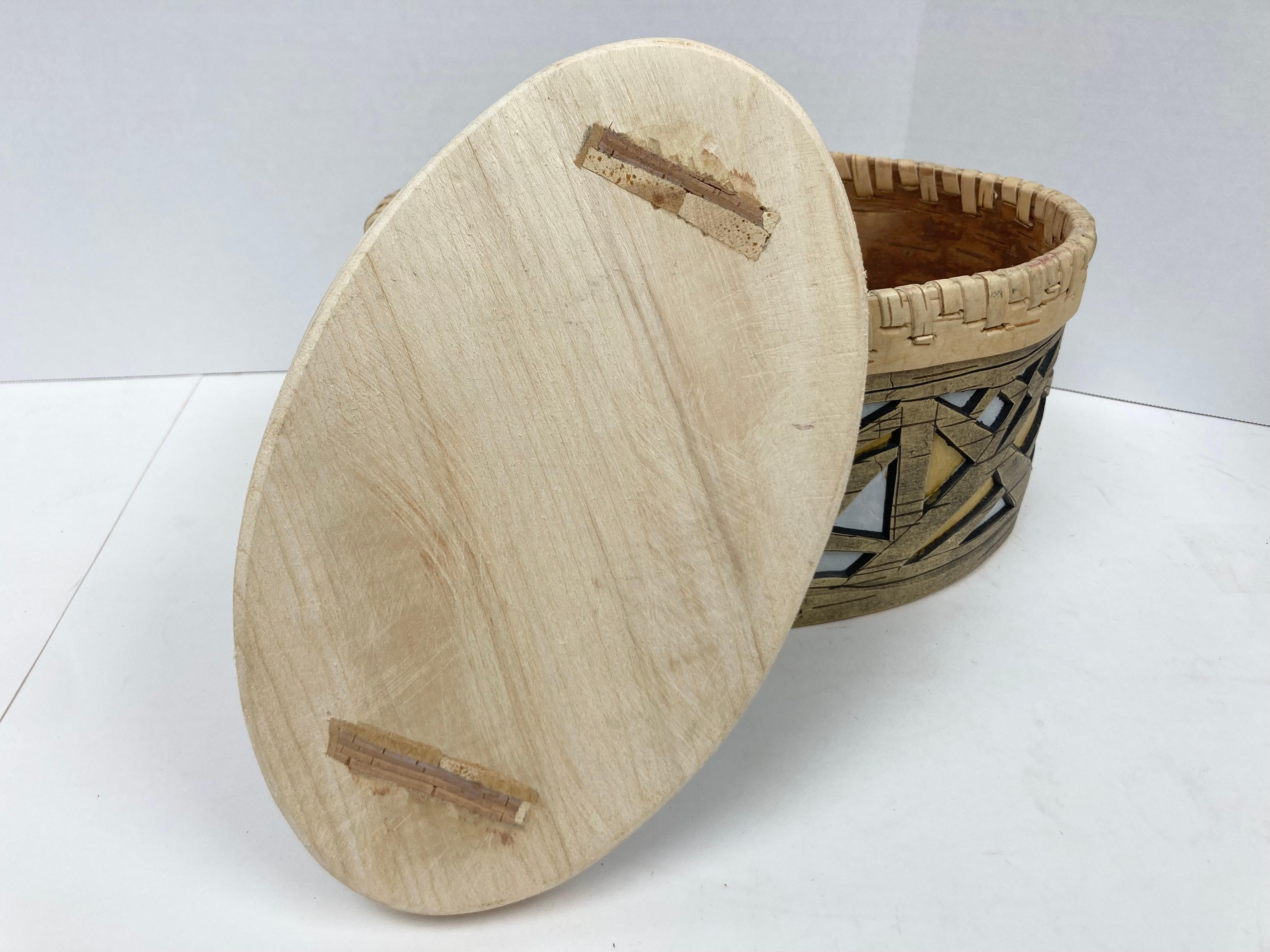 Signed Ukrainian Bent and Pierced Oval Birch Box For Sale 5