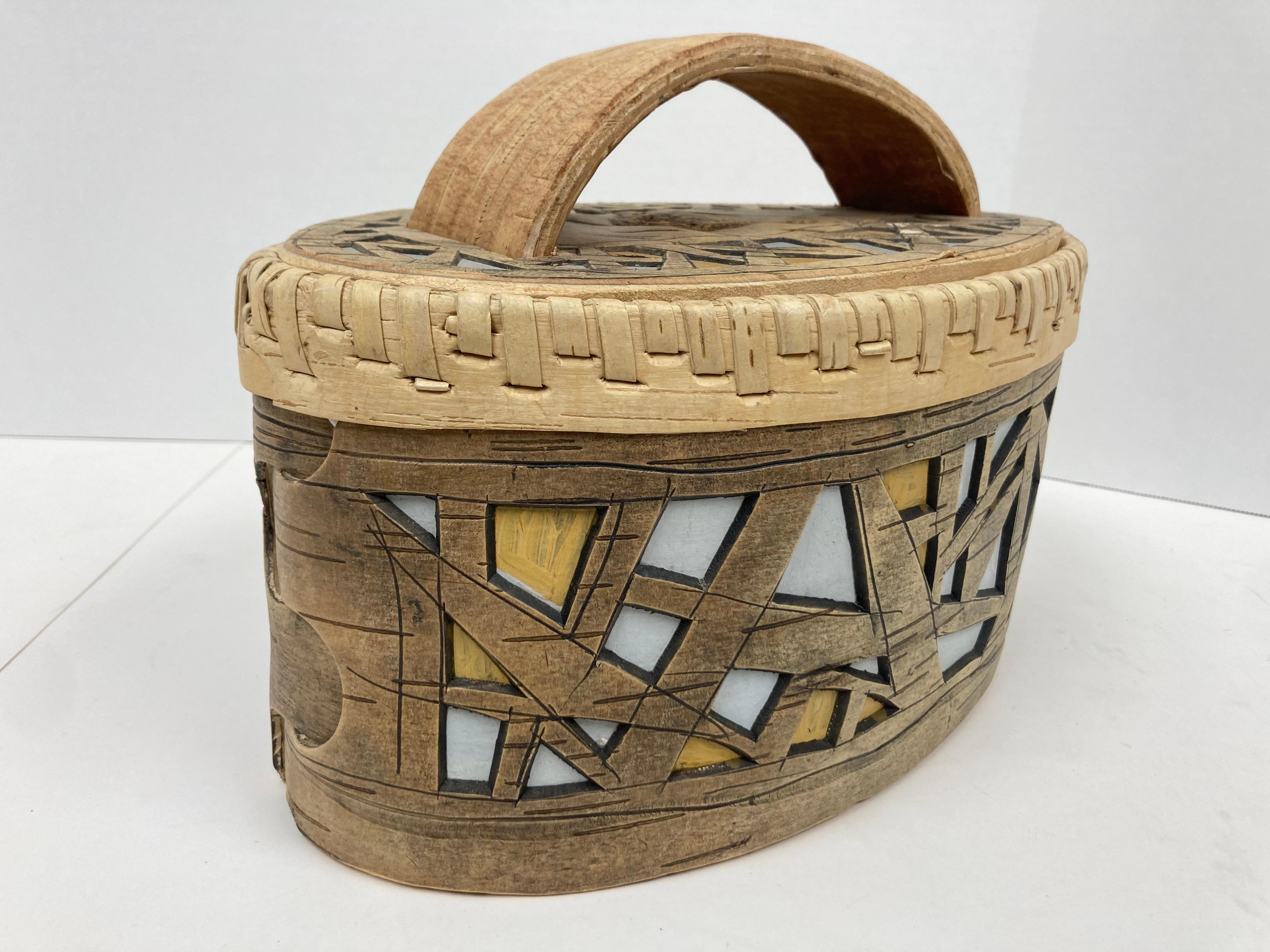 Signed Ukrainian Bent and Pierced Oval Birch Box For Sale 2