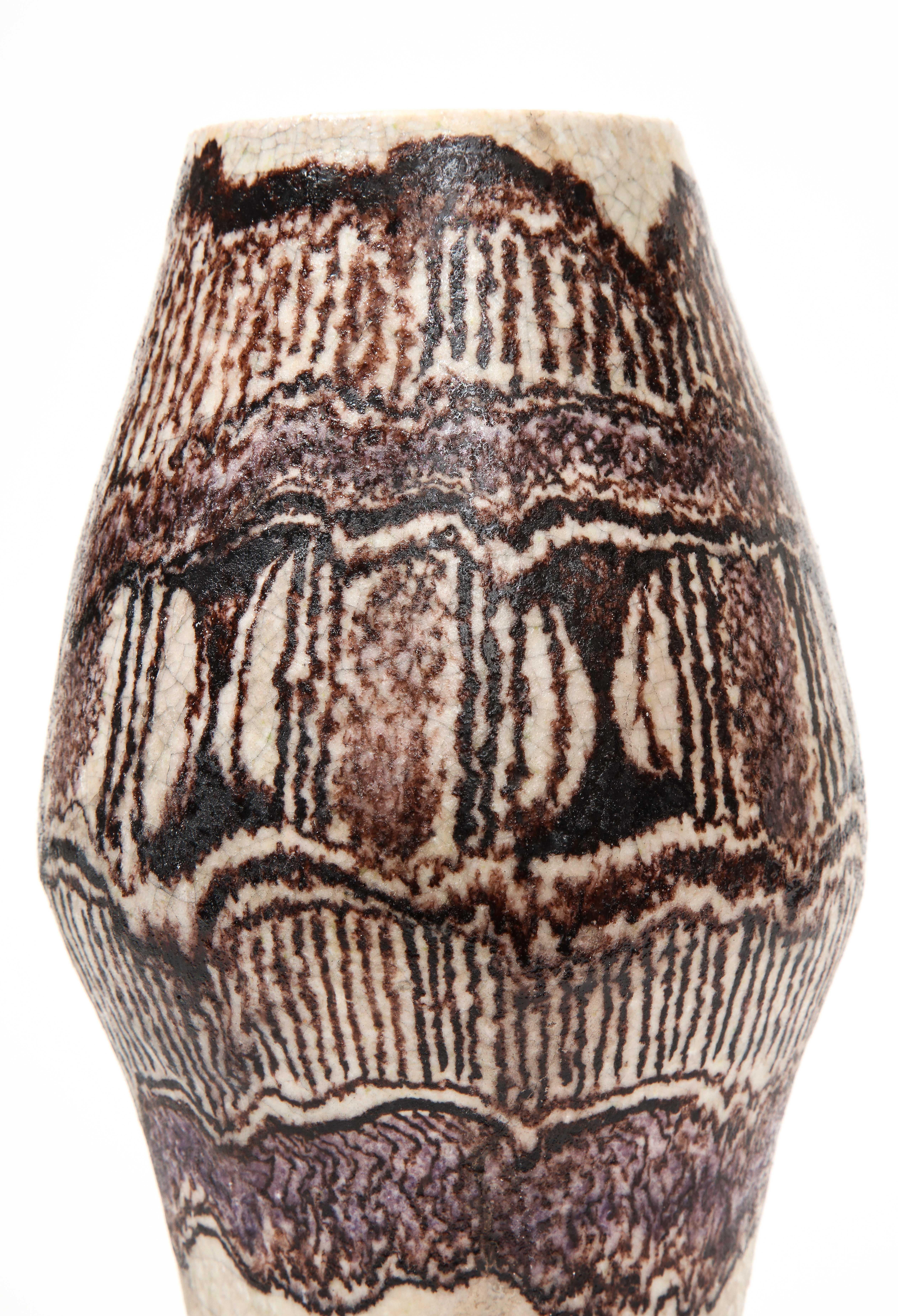 Glazed Ceramic Vase by Uberto Zannoni, Italy, C. 1950, 'Signed'