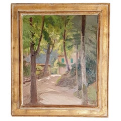 Pintura al óleo Villa de Umbría FIRMADA por Enrico Ortalani 1883-1972