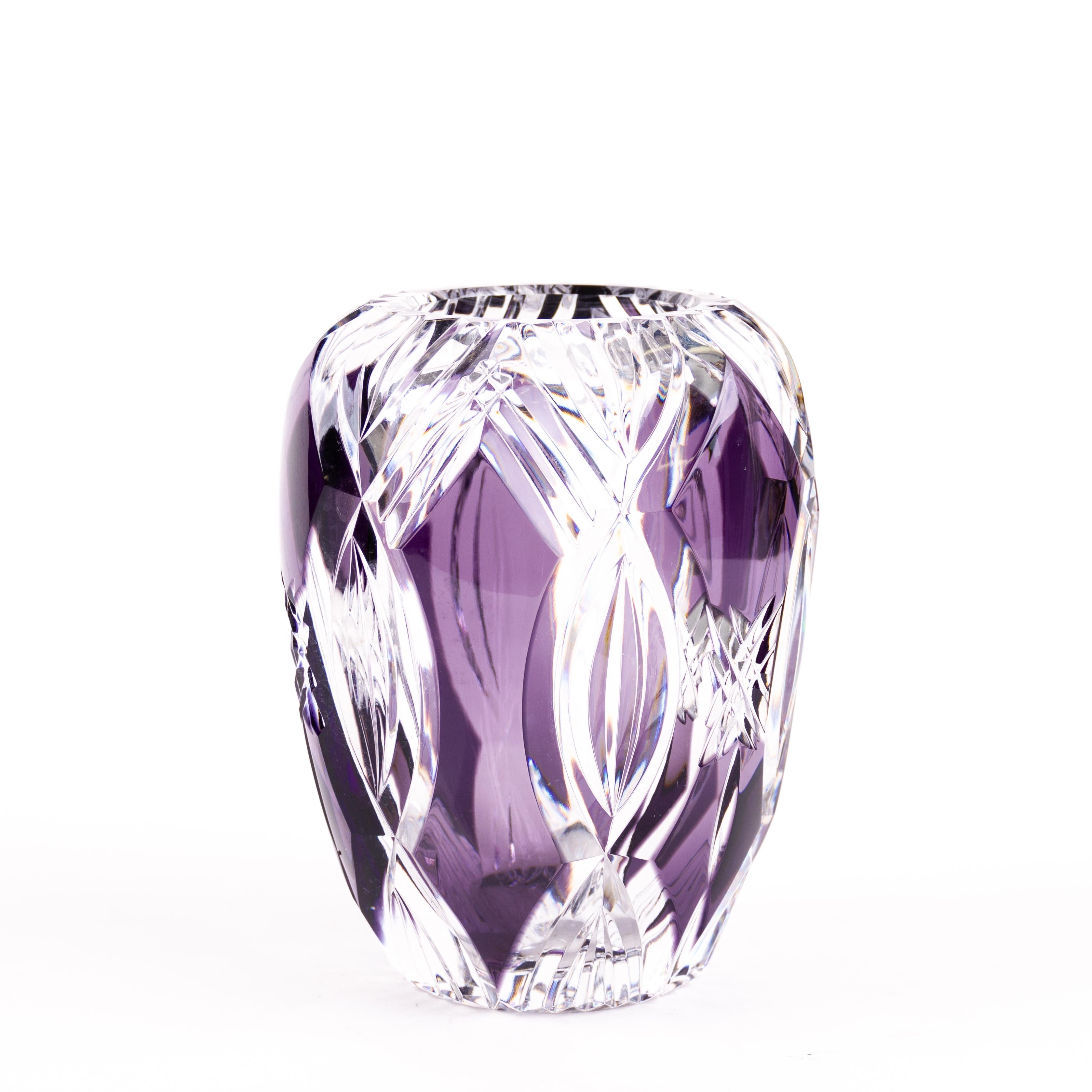 Vase Art Déco Val St Lambert en cristal et améthyste signé Bon état à Nottingham, GB