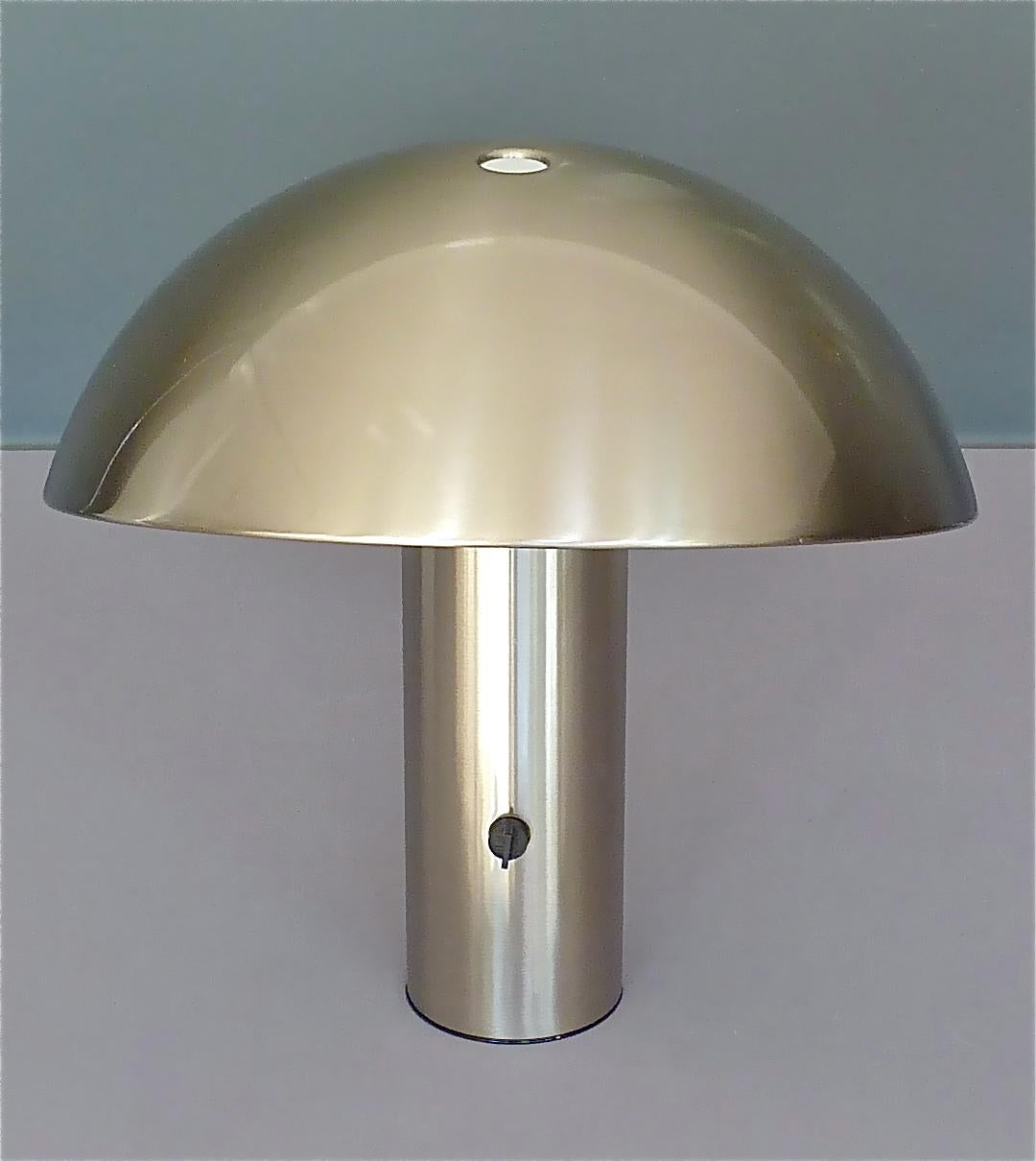 Signed Valenti Vaga Table Lamp by Franco Mirenzi Brushed Steel, Italian, 1970s 4