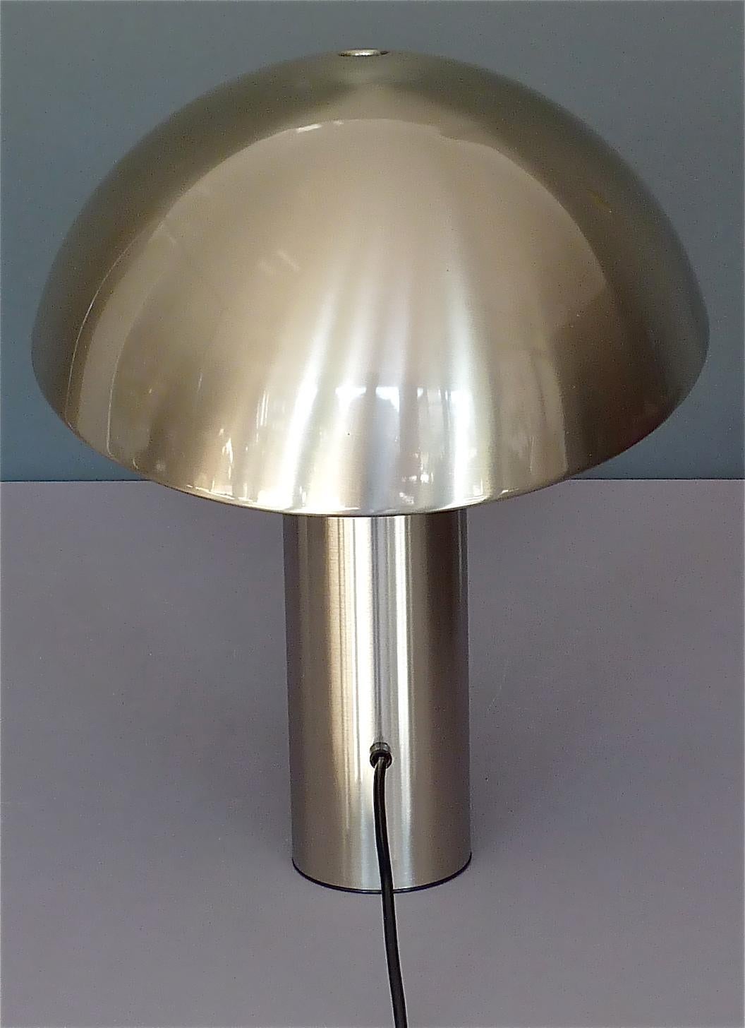 Signed Valenti Vaga Table Lamp by Franco Mirenzi Brushed Steel, Italian, 1970s 7