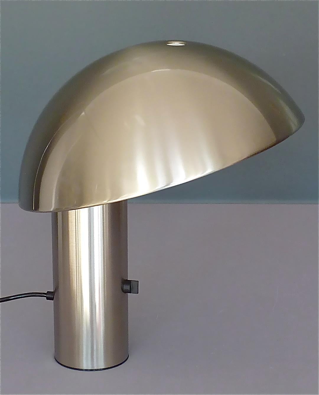 Signed Valenti Vaga Table Lamp by Franco Mirenzi Brushed Steel, Italian, 1970s 8