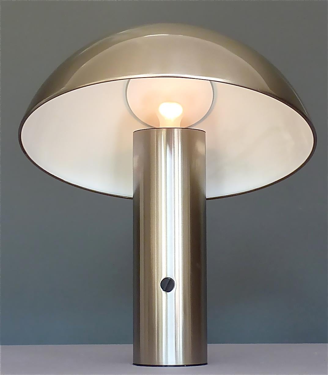 Signed Valenti Vaga Table Lamp by Franco Mirenzi Brushed Steel, Italian, 1970s 12