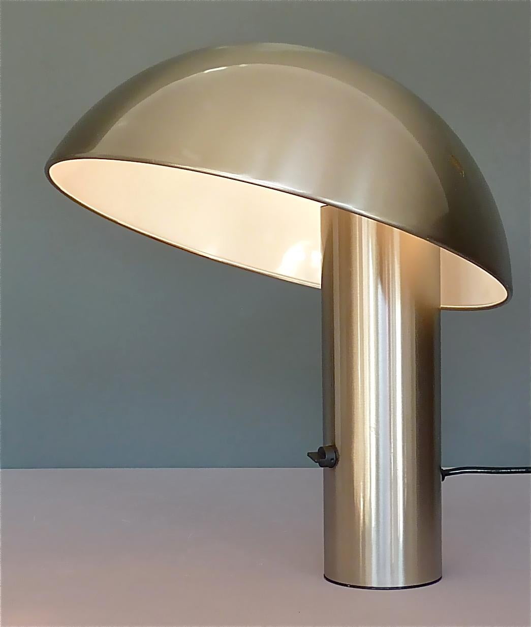 Signed Valenti Vaga Table Lamp by Franco Mirenzi Brushed Steel, Italian, 1970s 13