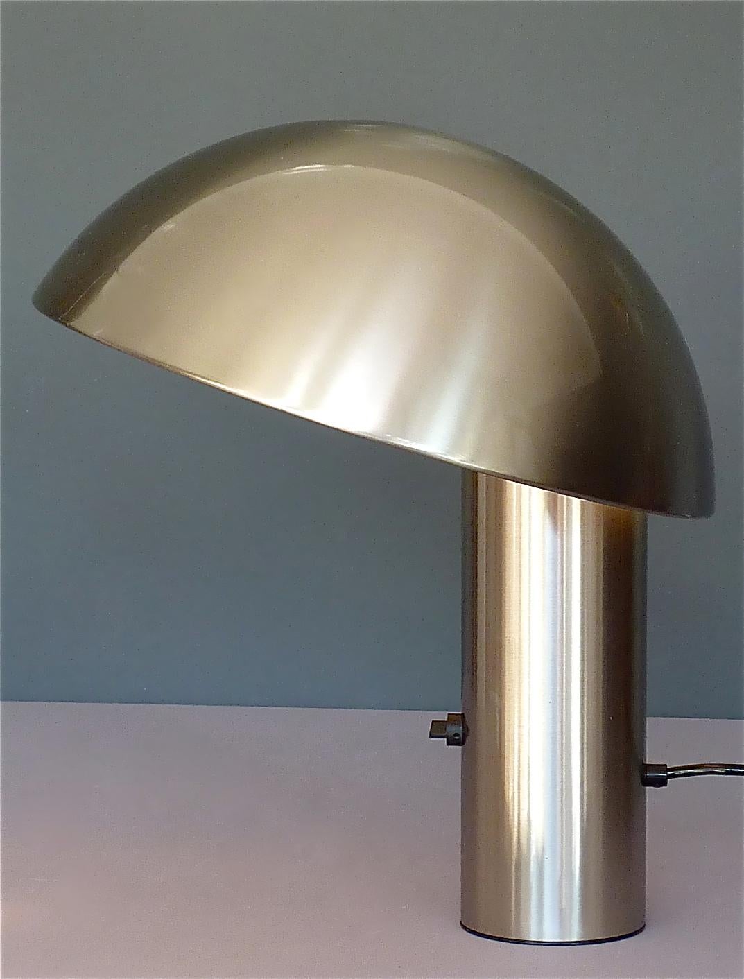 Signed Valenti Vaga Table Lamp by Franco Mirenzi Brushed Steel, Italian, 1970s 14