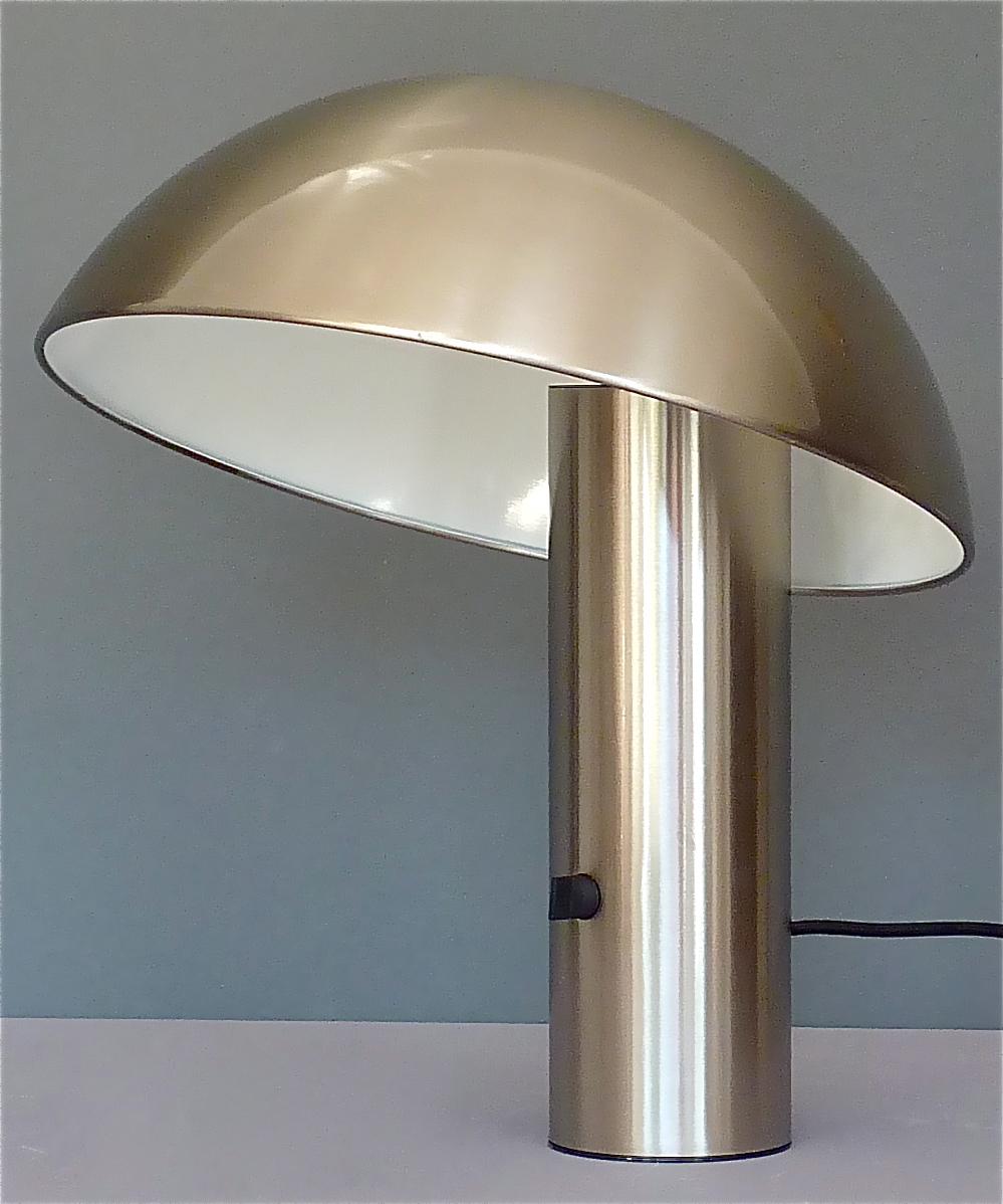 Space Age Signed Valenti Vaga Table Lamp by Franco Mirenzi Brushed Steel, Italian, 1970s