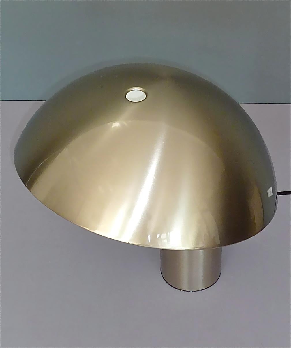 Late 20th Century Signed Valenti Vaga Table Lamp by Franco Mirenzi Brushed Steel, Italian, 1970s