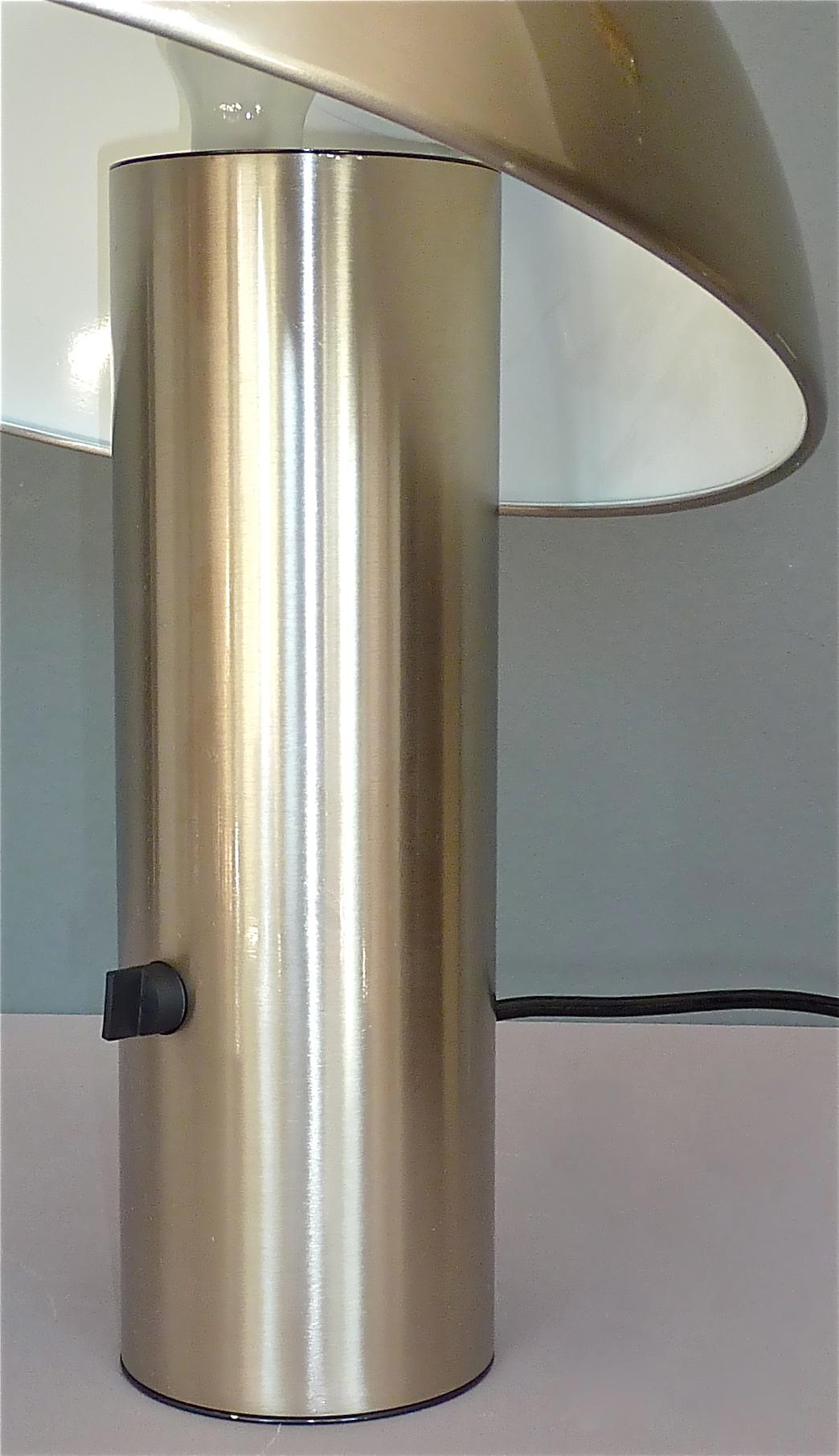 Signed Valenti Vaga Table Lamp by Franco Mirenzi Brushed Steel, Italian, 1970s 2