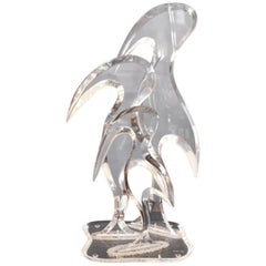 Firma Van Teal Escultura de mesa en lucite de tres pájaros estilizados Moderna de mediados de siglo