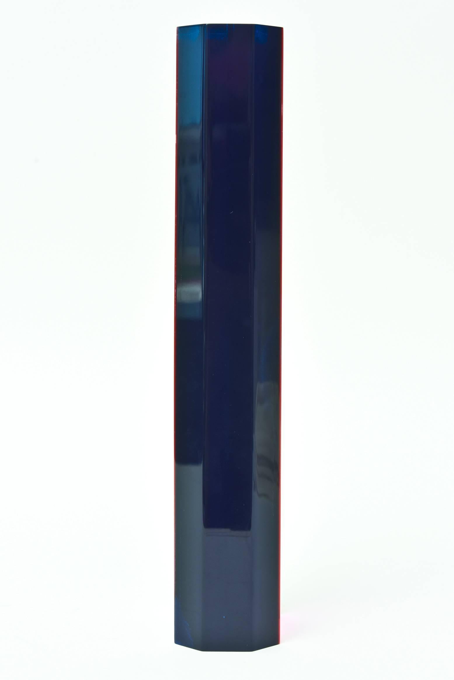 Signed Vasa Laminated Lucite Tower Sculpture 3