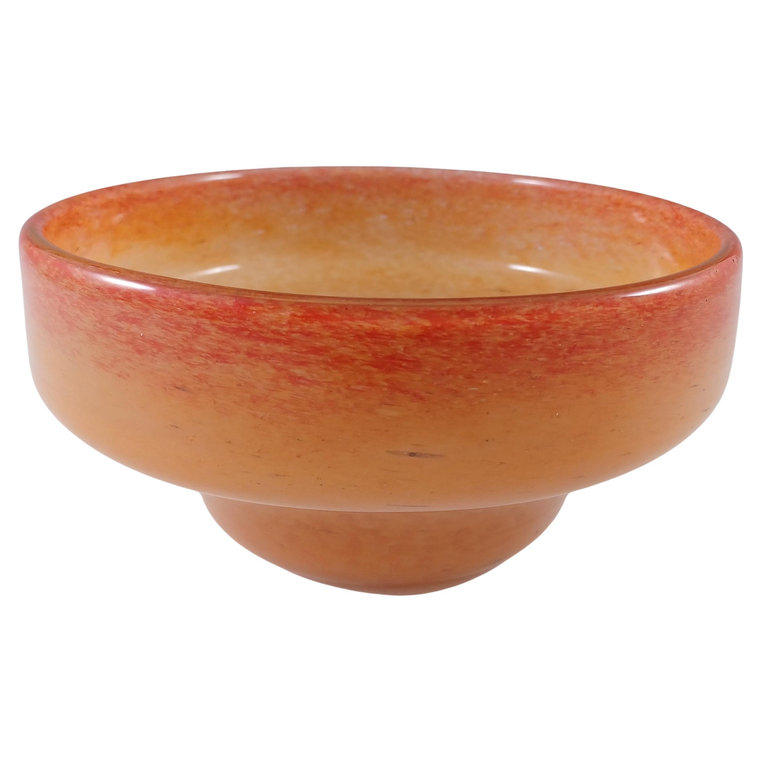 Vasart GRANDE 8" Tazón de vidrio moteado naranja escocés B007 FIRMADO