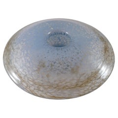 Vintage SIGNED Vasart LARGE 9.5" Blue Mottled Glass Mushroom Posy Vase V023
