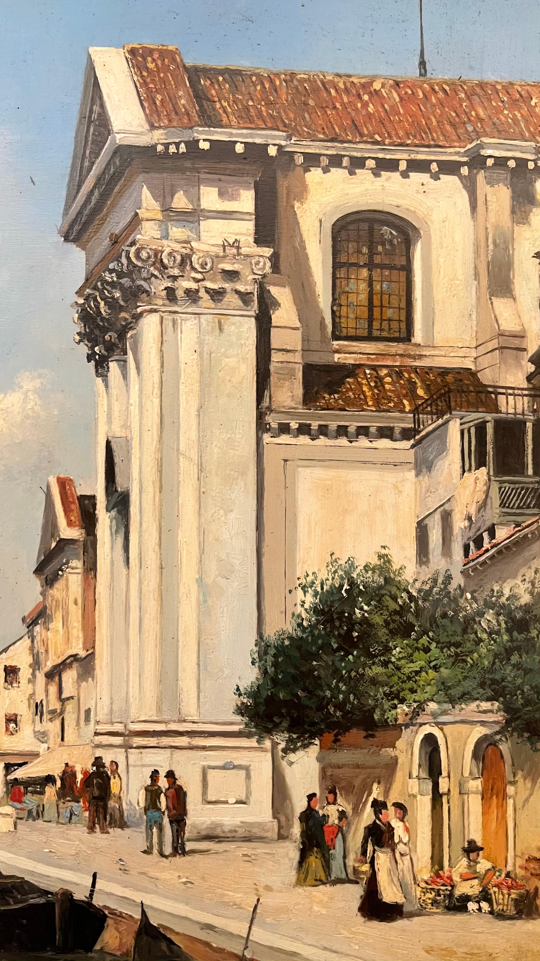 20ième siècle Peinture à l'huile sur panneau d'époque Rubens Santoro de Venise de style en vente