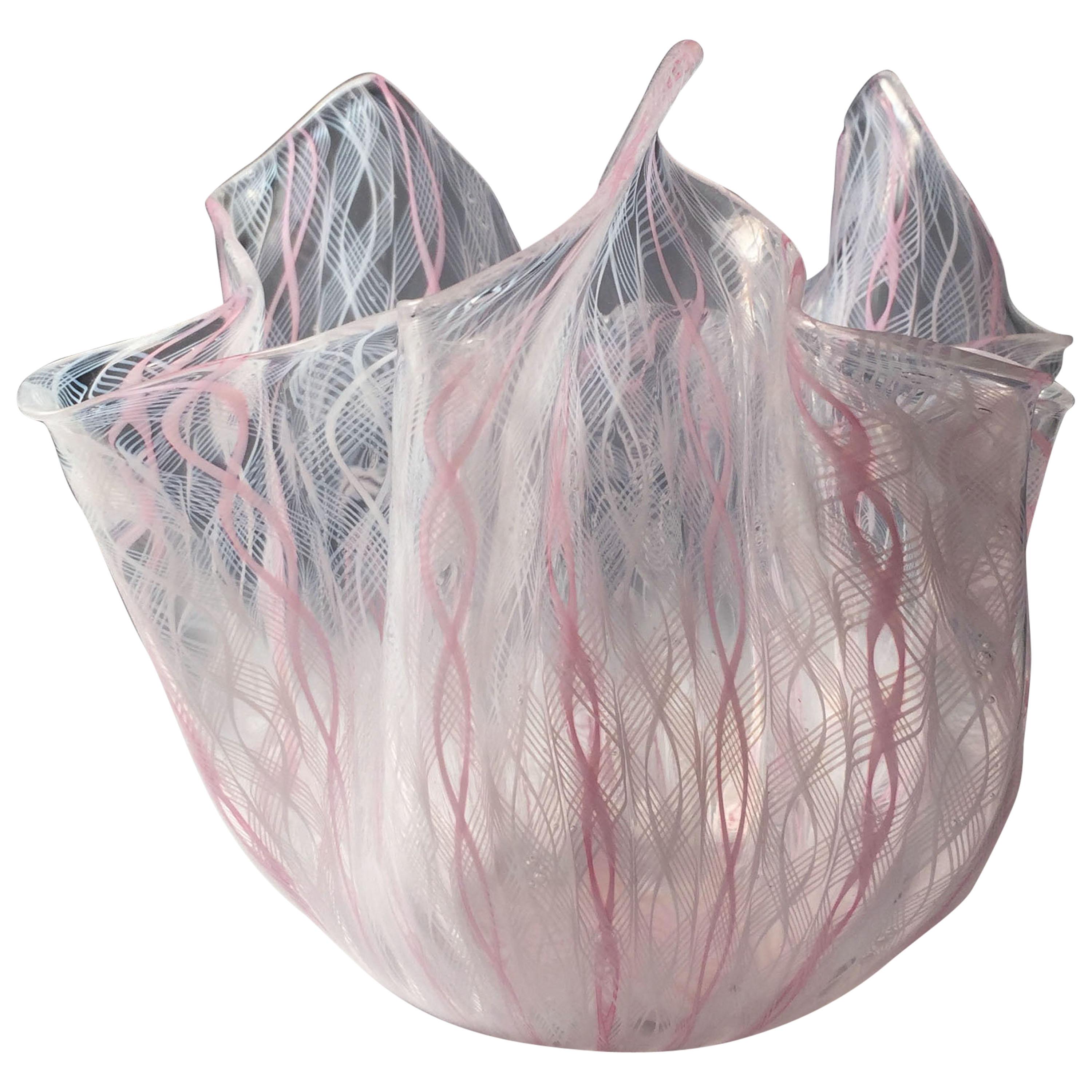 Signed Venini Fazzoletto Handkerchief Glass Vase by Fulvio Bianconi