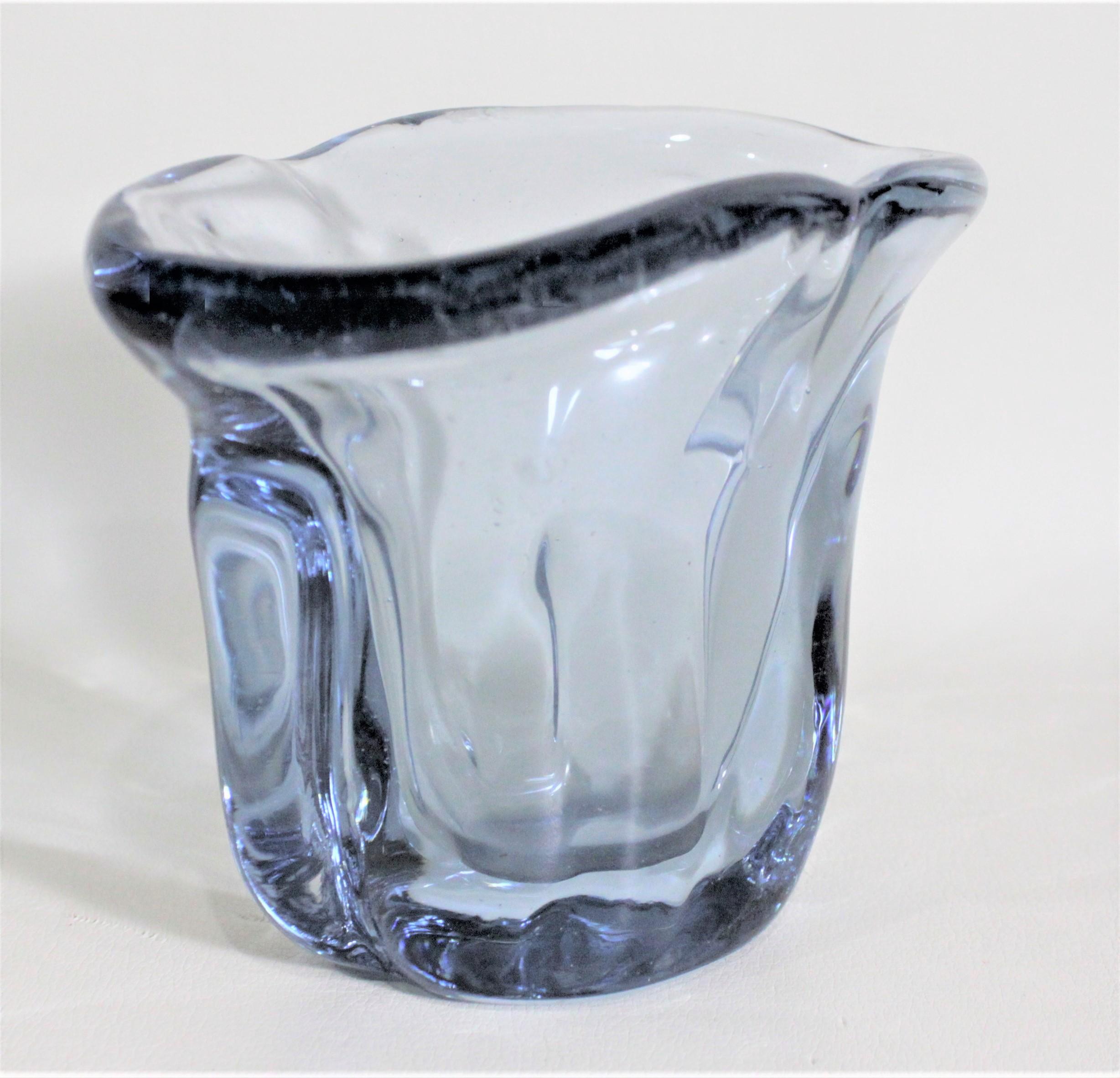 Italian Signed Venini Mid-Century Modern Blue Murano Art Glass Vase