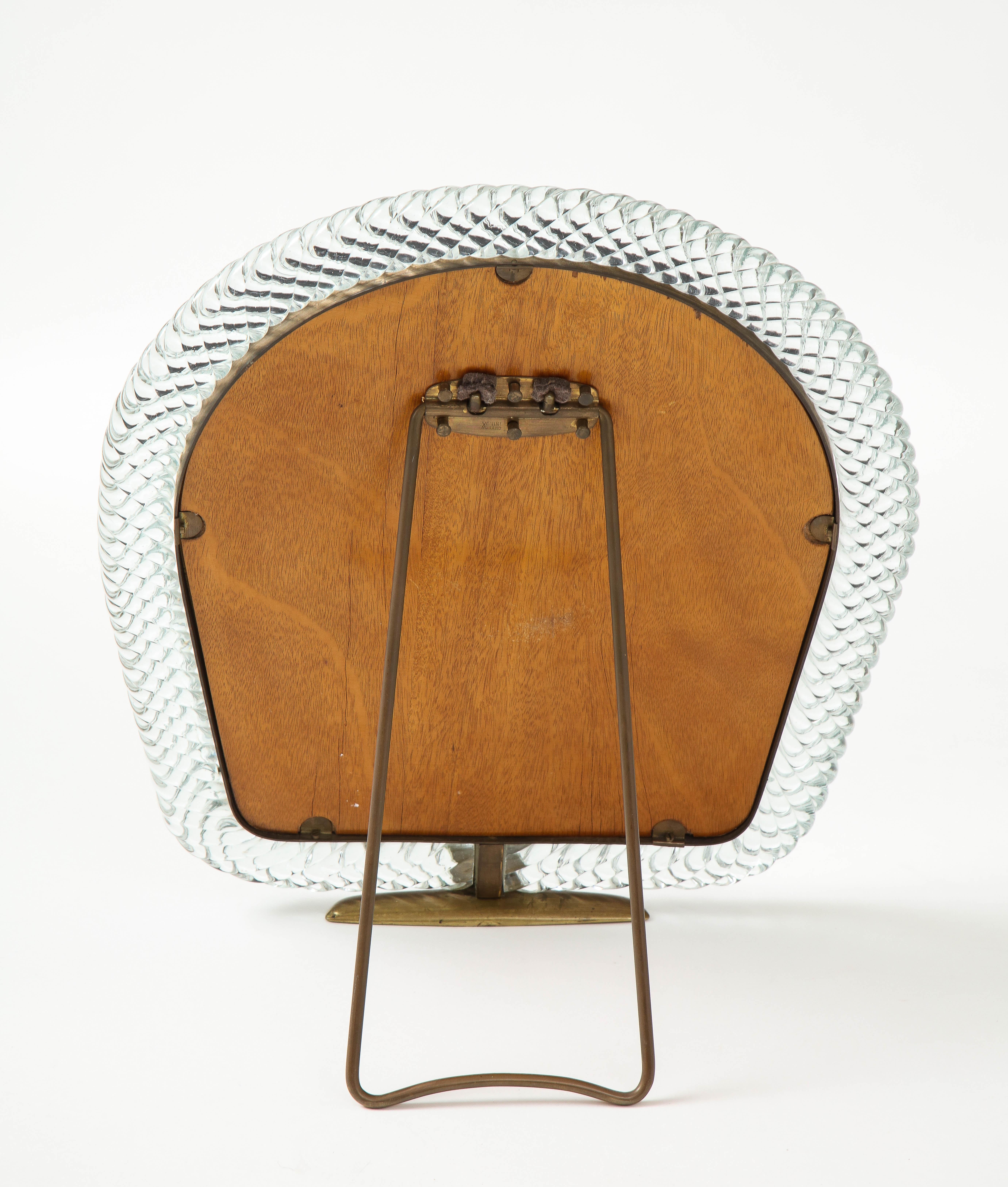 Mid-20th Century Carlo Scarpa for Venini Treccia Table or Vanity Mirror, Signed, Italy, 1930s