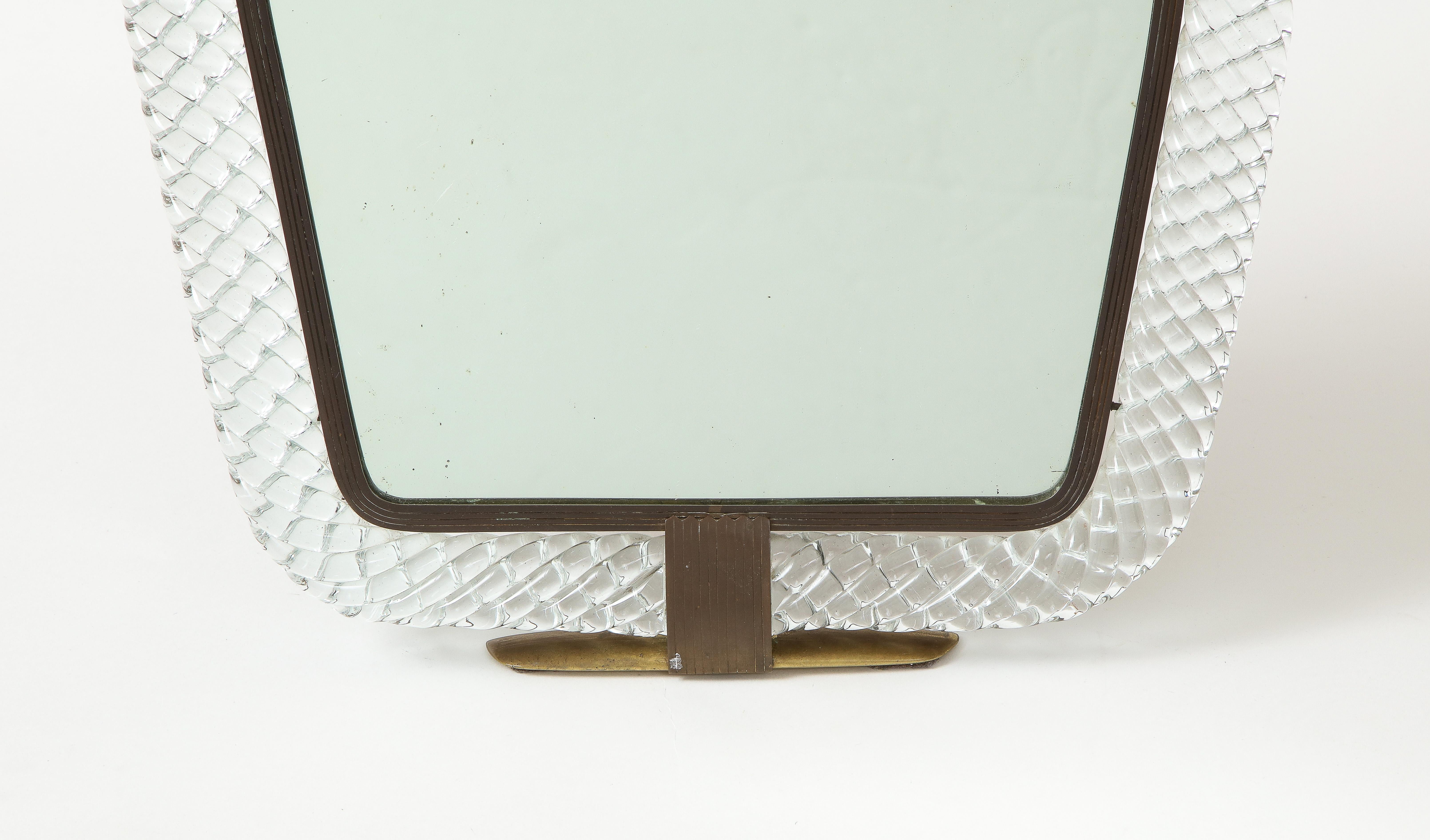 Carlo Scarpa for Venini Treccia Table or Vanity Mirror, Signed, Italy, 1930s 1