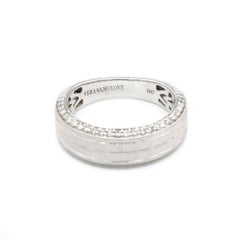 Signed Vera Wang 14K White Gold Diamond & Sapphire Engagement Ring