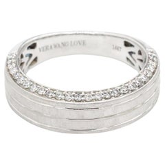 Used Signed Vera Wang 14K White Gold Diamond & Sapphire Engagement Ring