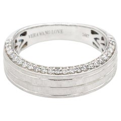 Bague de fiançailles en or blanc 14 carats avec diamants et saphirs signée Vera Wang