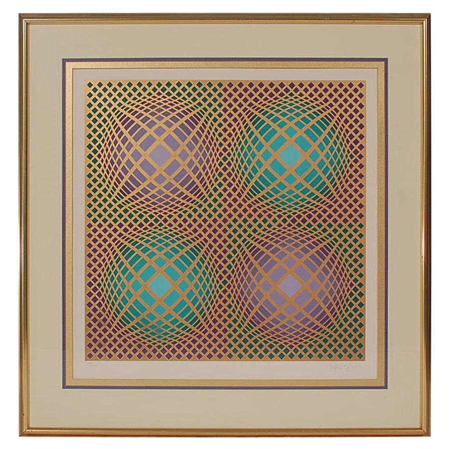 Signed Victor Vasarely Op-Art Serigraph "Vilag" with COA