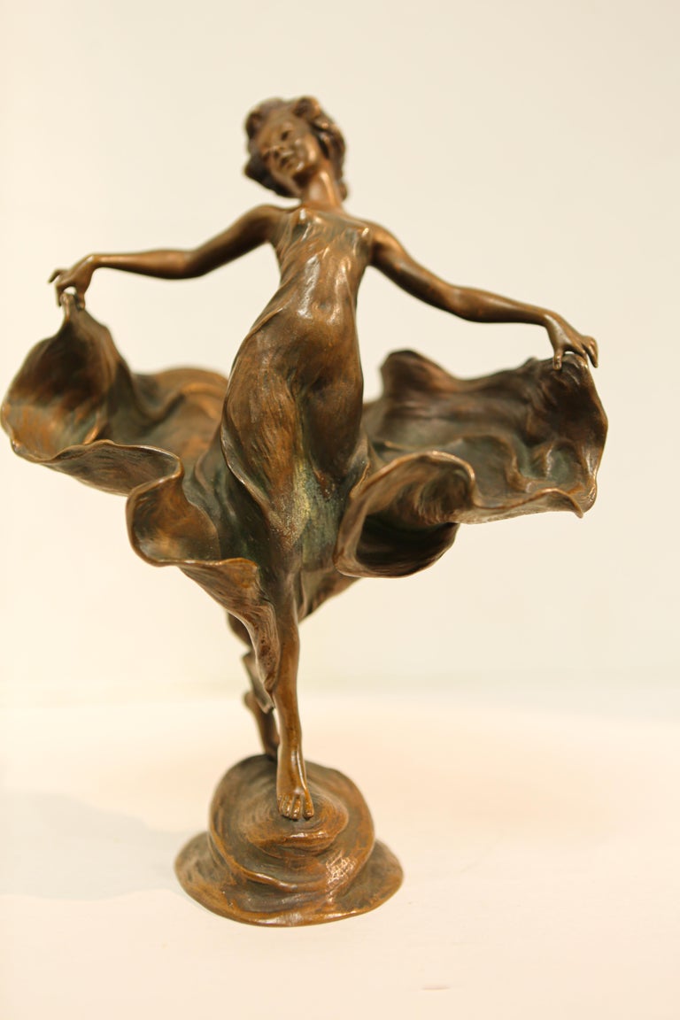 Signed Vienna Bronze Art Nouveau Figure Of Dancing Woman At 1stdibs