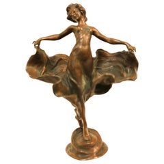 Signed Vienna Bronze Art Nouveau Figure of Dancing Woman