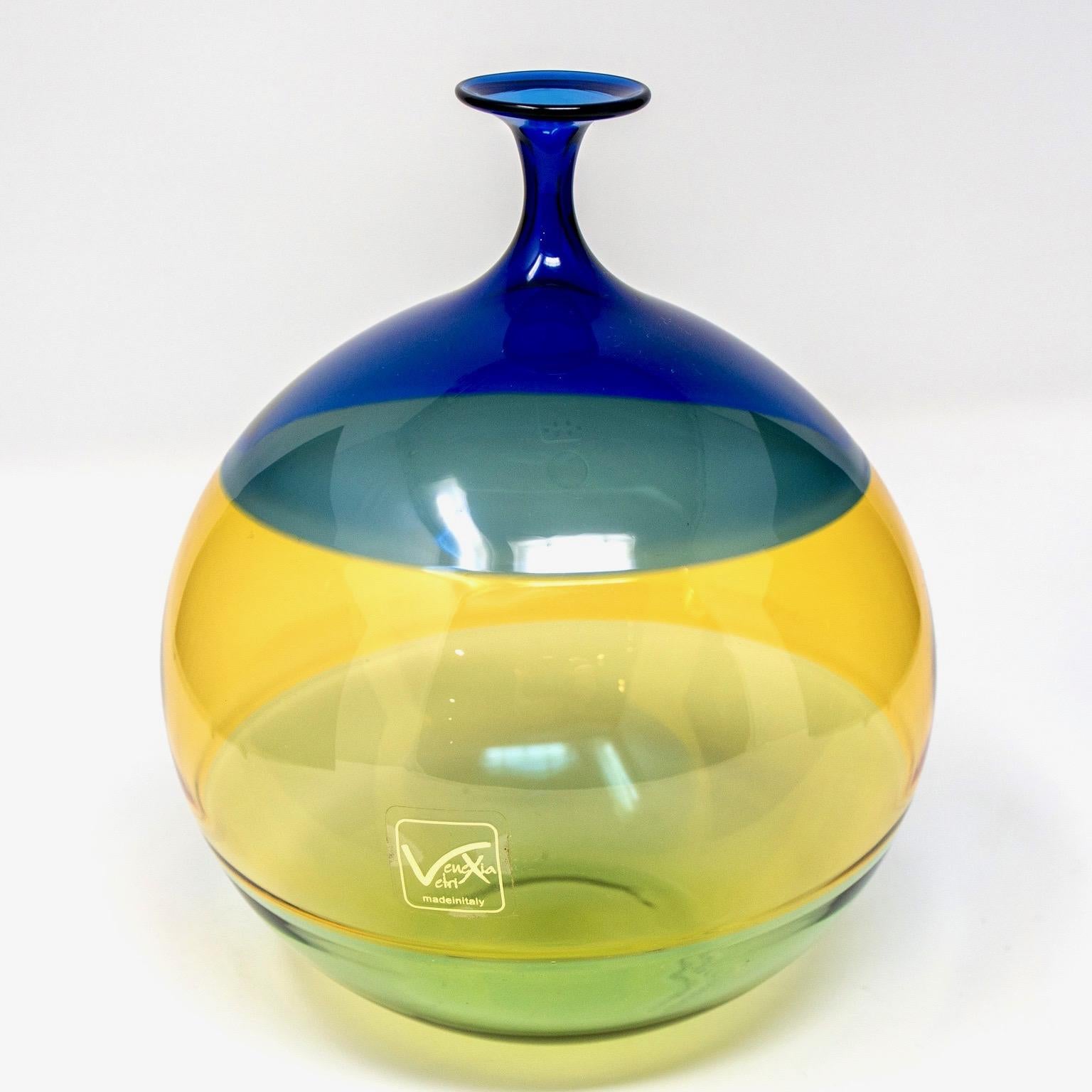 Mid-Century Modern Signed Vinciprova Color Block Murano Glass Vase