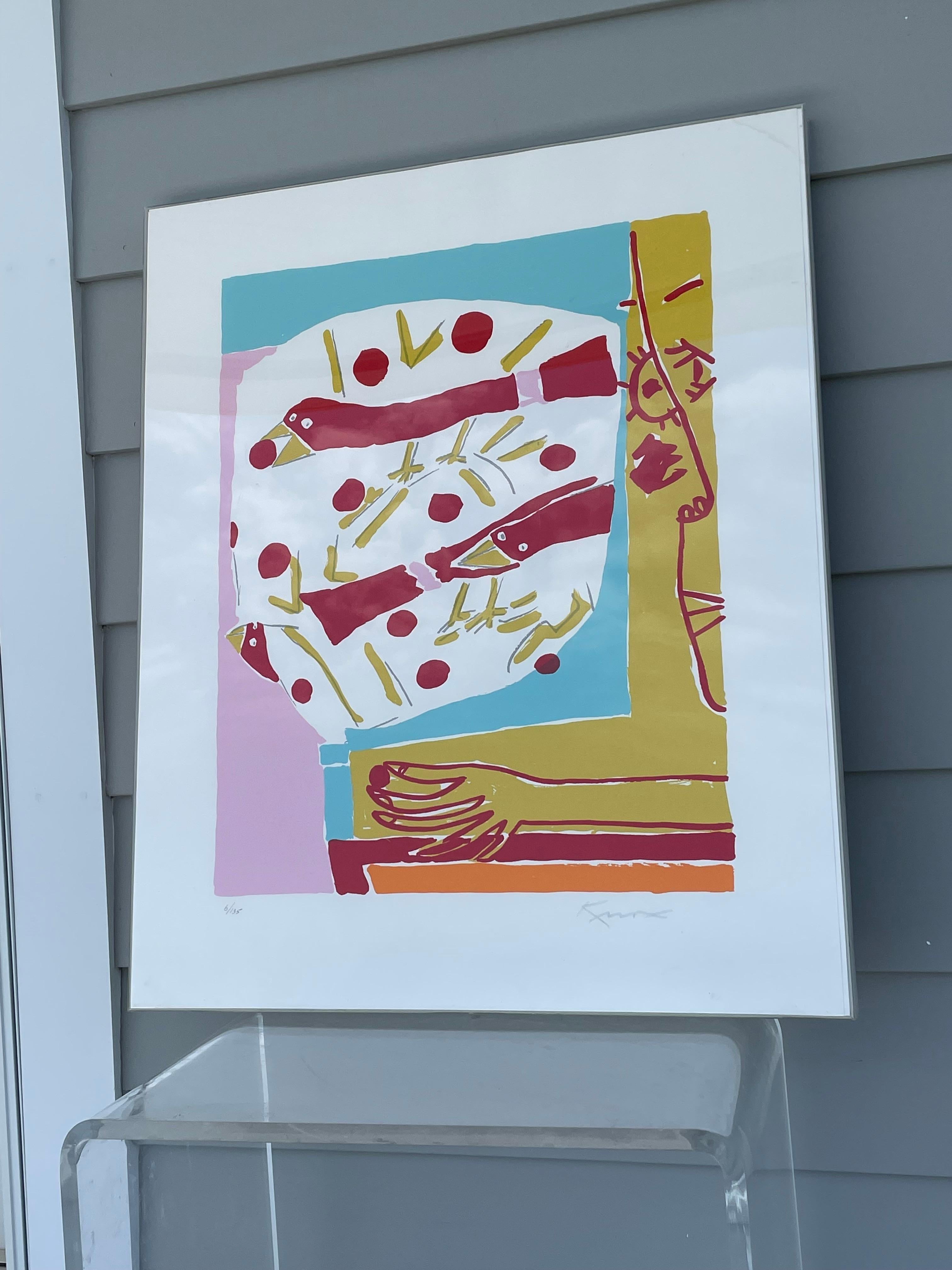 Signierter Vintage Abstrakt Modern Siebdruck von Knox Martin (amerikanisch) im Angebot