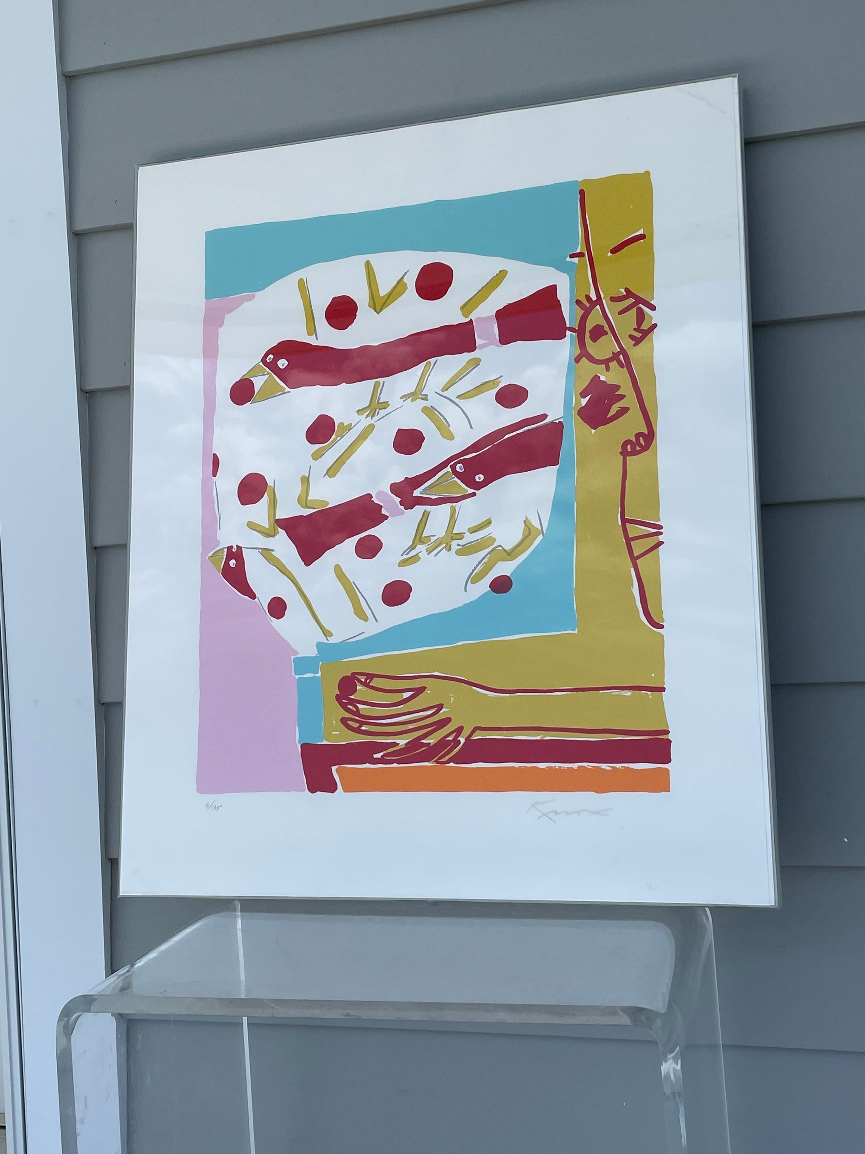 Signierter Vintage Abstrakt Modern Siebdruck von Knox Martin (Papier) im Angebot