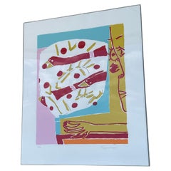 Signed Vintage Abstract Modern Silkscreen Art Print by Knox Martin