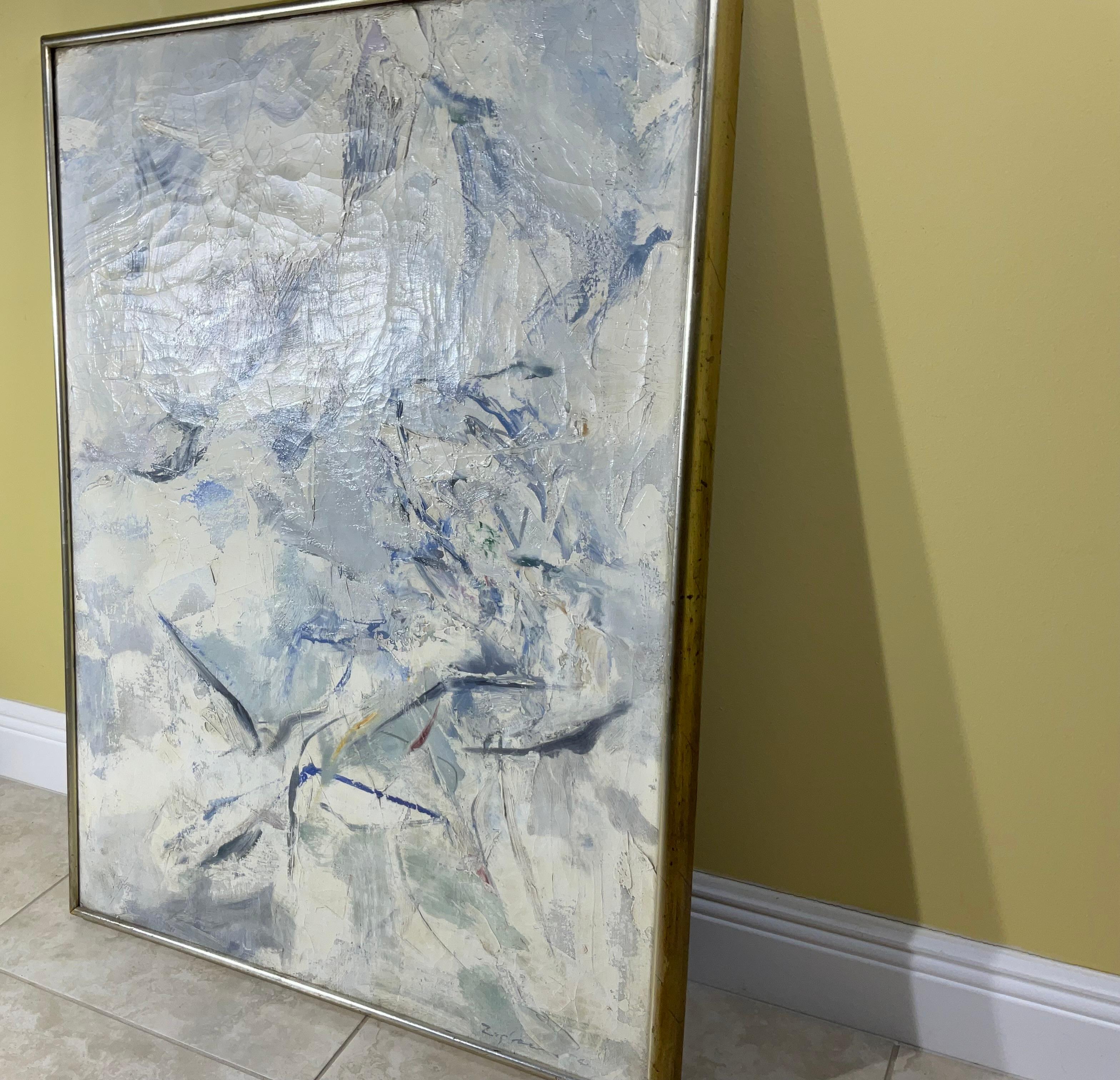 Signiert Vintage Abstraktes Gemälde - Mid-Century Modern Original Art (amerikanisch) im Angebot