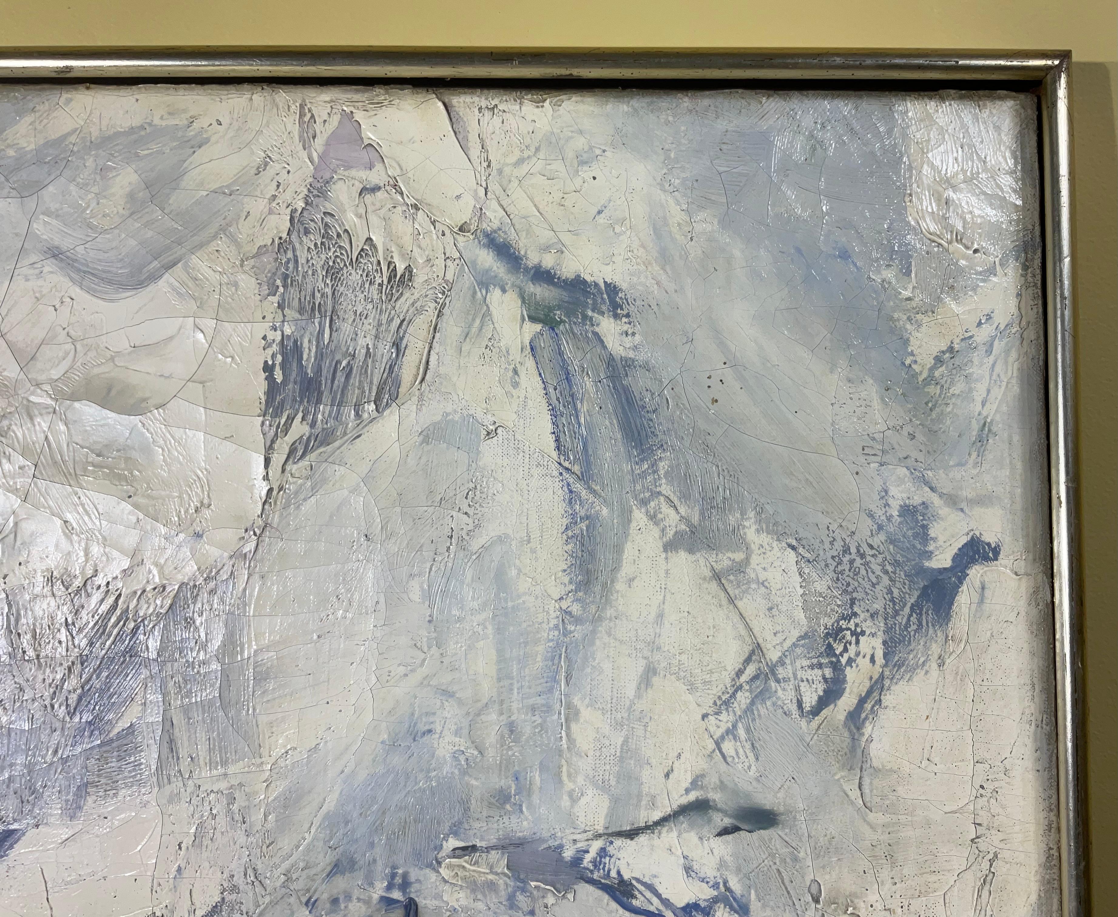 Signiert Vintage Abstraktes Gemälde - Mid-Century Modern Original Art (Handbemalt) im Angebot