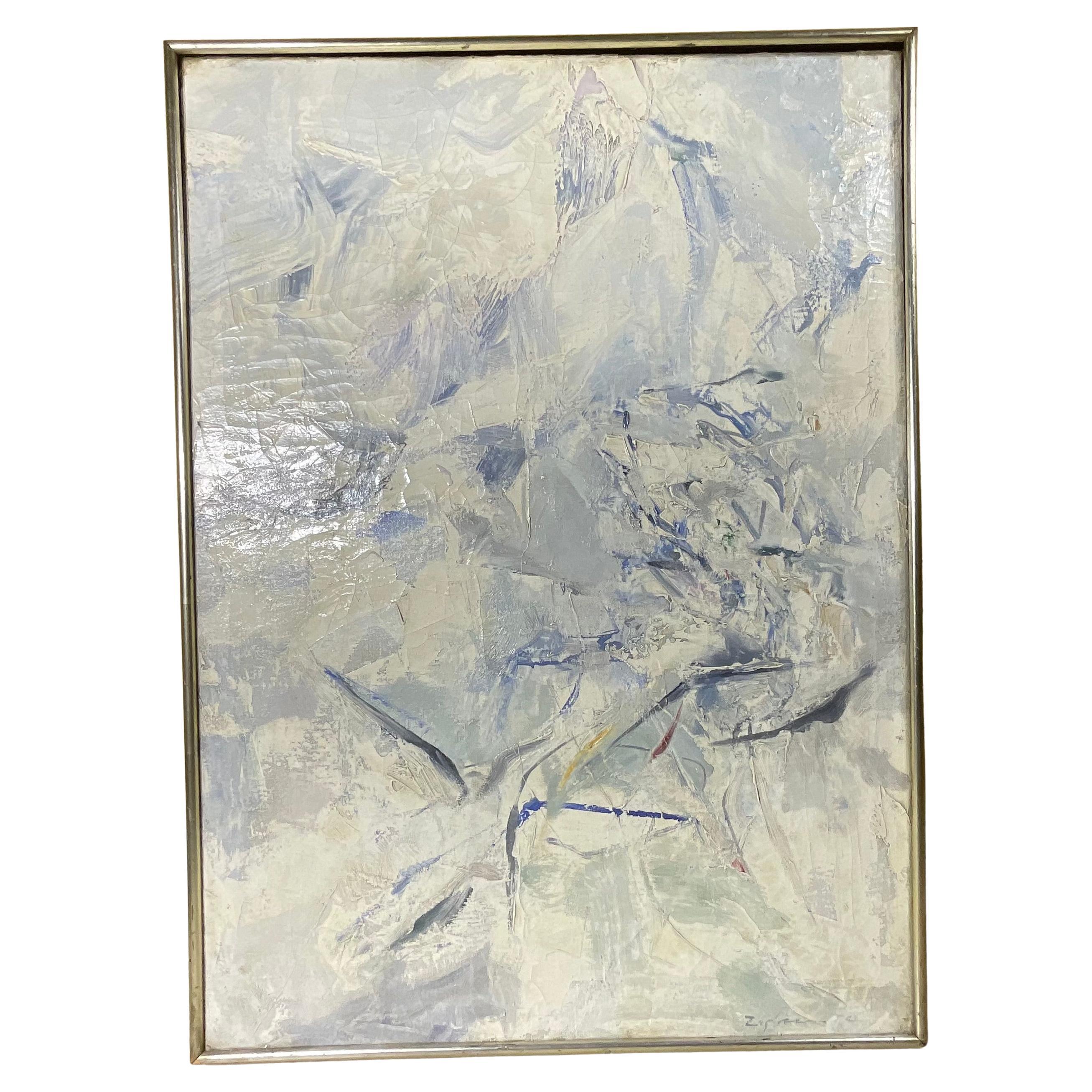 Signiert Vintage Abstraktes Gemälde - Mid-Century Modern Original Art im Angebot