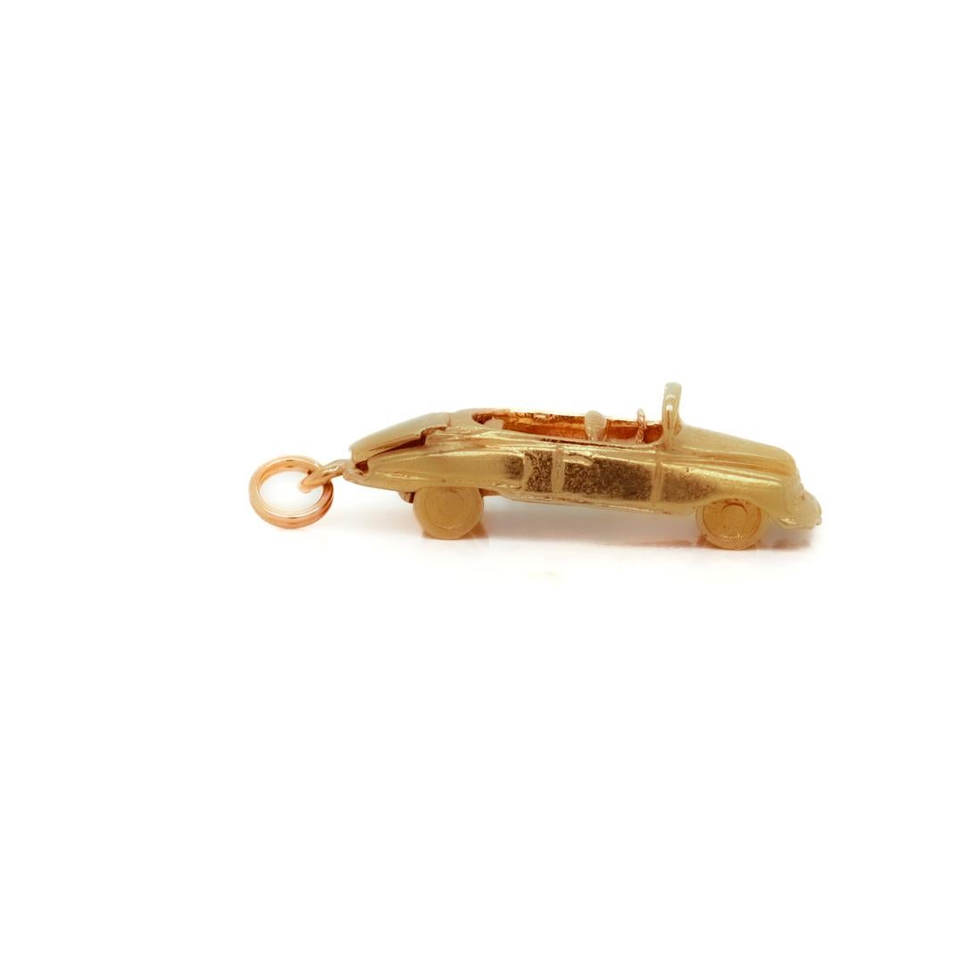 Women's or Men's Signed Vintage American 14K Gold Charm of a Convertible Automobile or Car For Sale