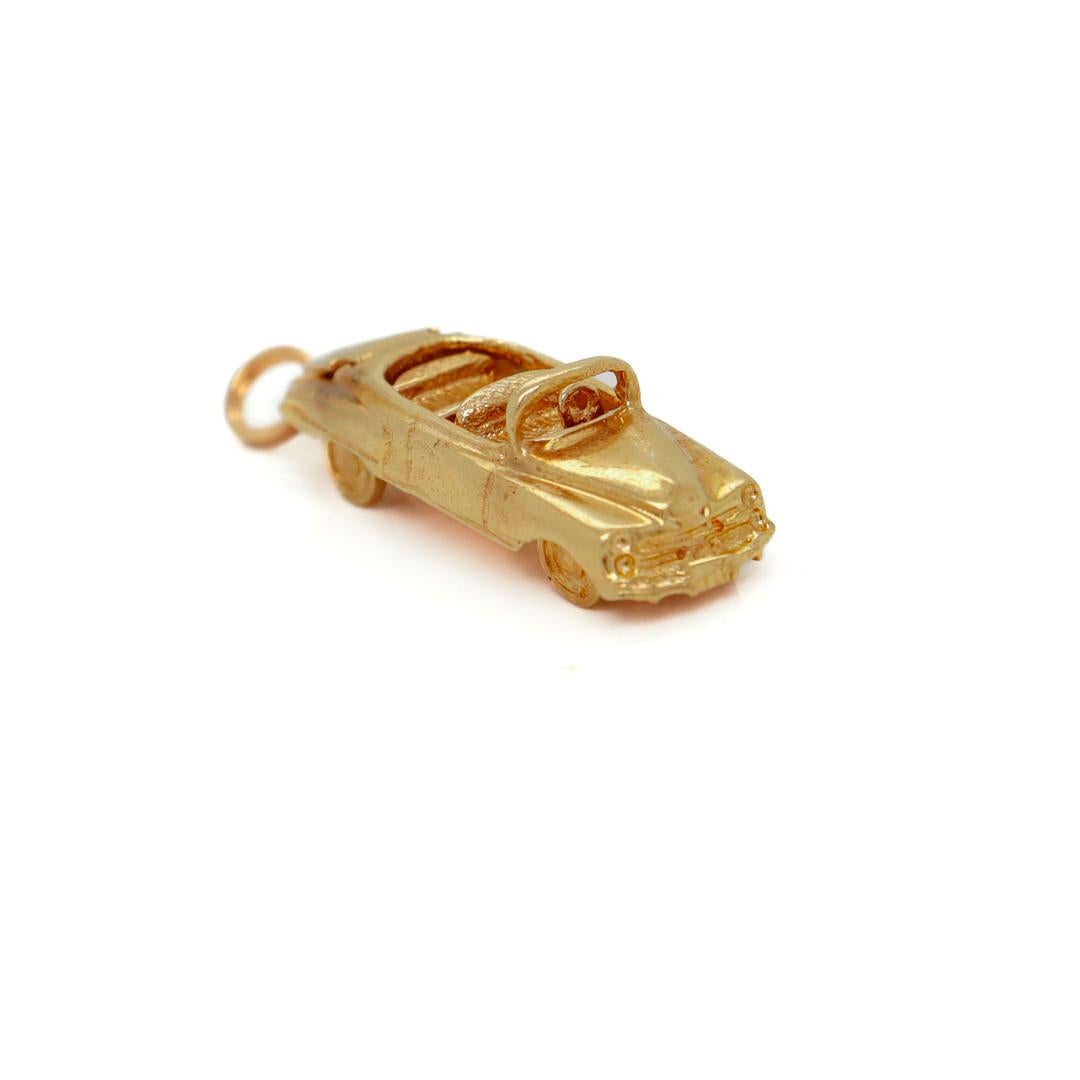 Signed Vintage American 14K Gold Charm of a Convertible Automobile or Car For Sale 1