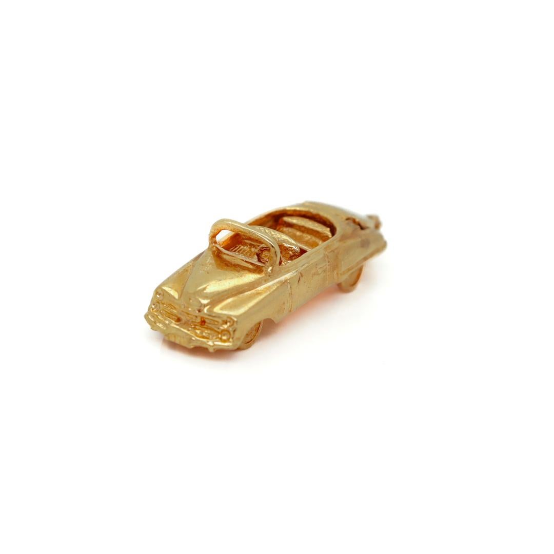 Signed Vintage American 14K Gold Charm of a Convertible Automobile or Car For Sale 2