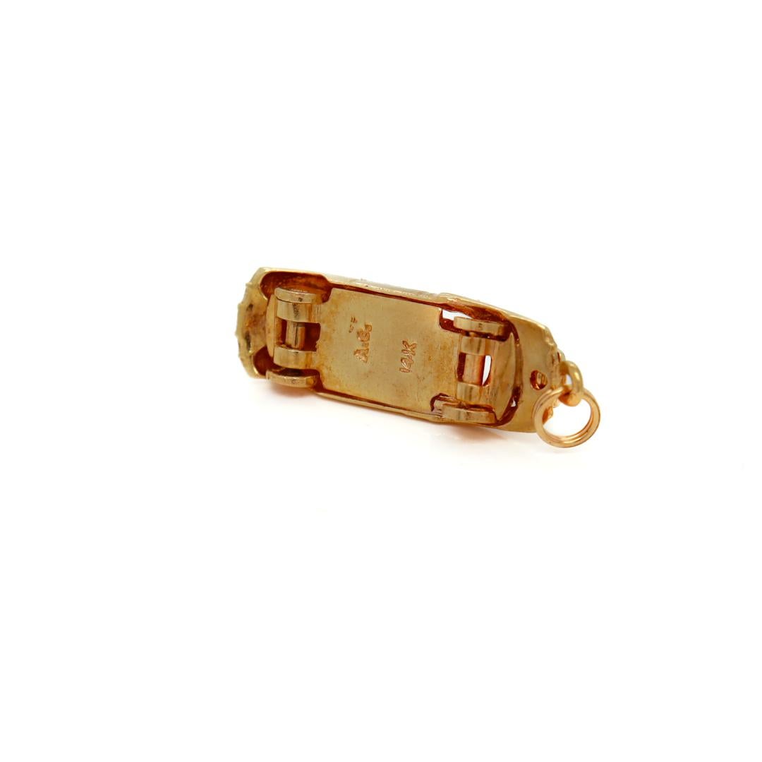 Signed Vintage American 14K Gold Charm of a Convertible Automobile or Car For Sale 3