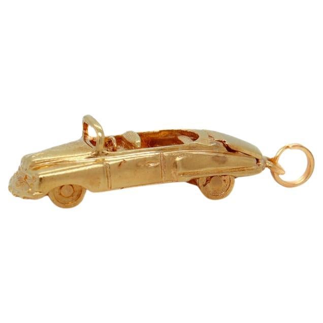 Signed Vintage American 14K Gold Charm of a Convertible Automobile or Car For Sale