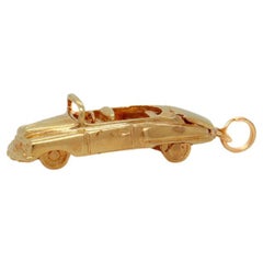 Signed Vintage American 14K Gold Charm of a Convertible Automobile or Car