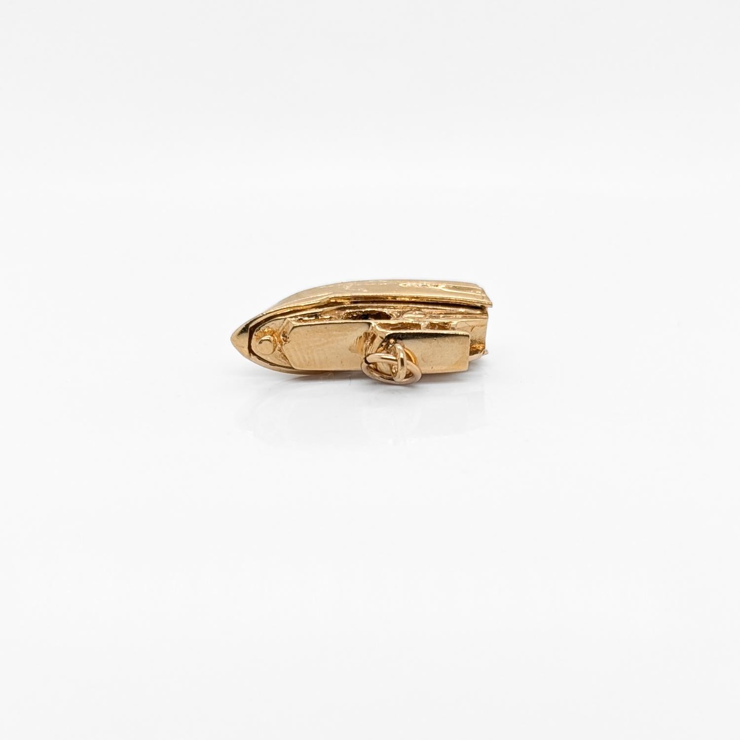 Signed Vintage American 14K Gold Figural Yacht Boat Charm For Sale 6