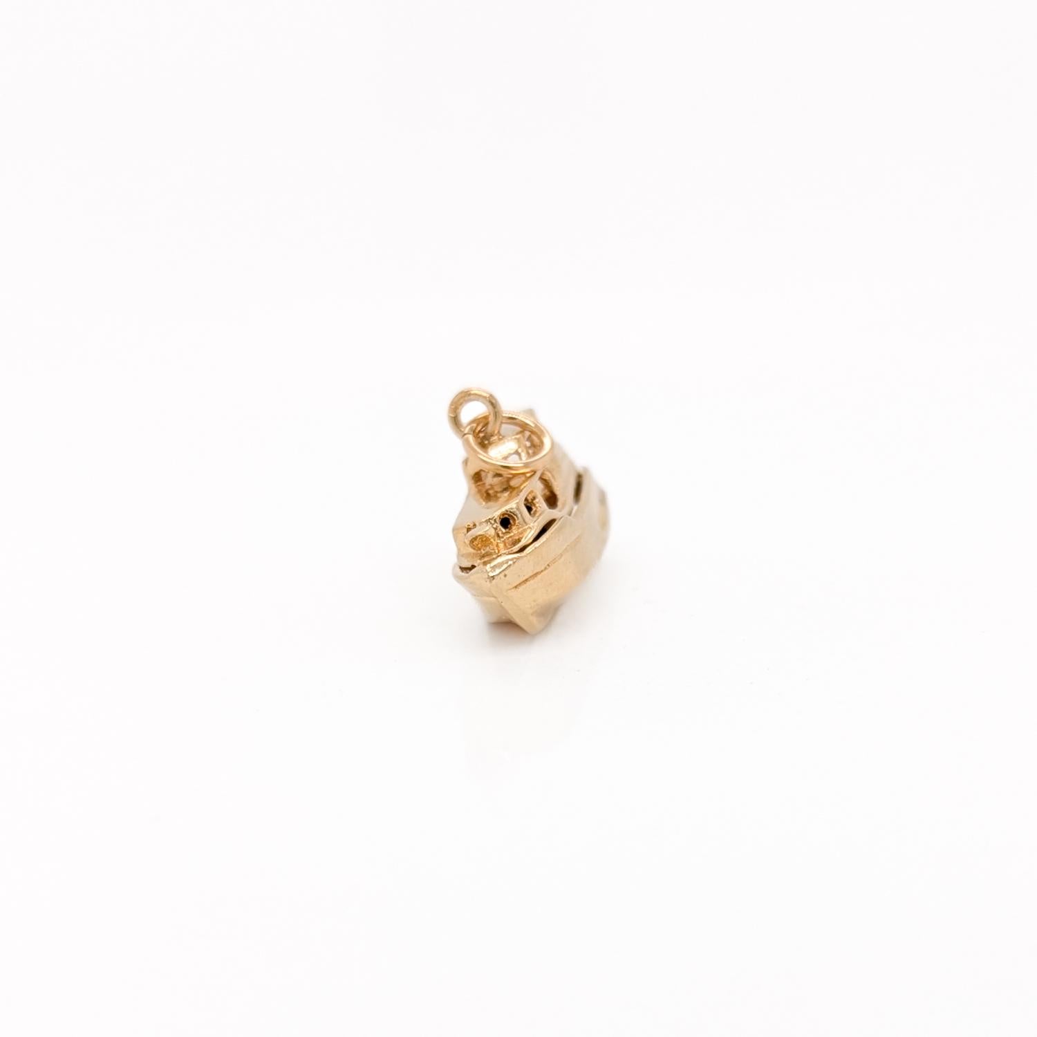 Signed Vintage American 14K Gold Figural Yacht Boat Charm For Sale 2