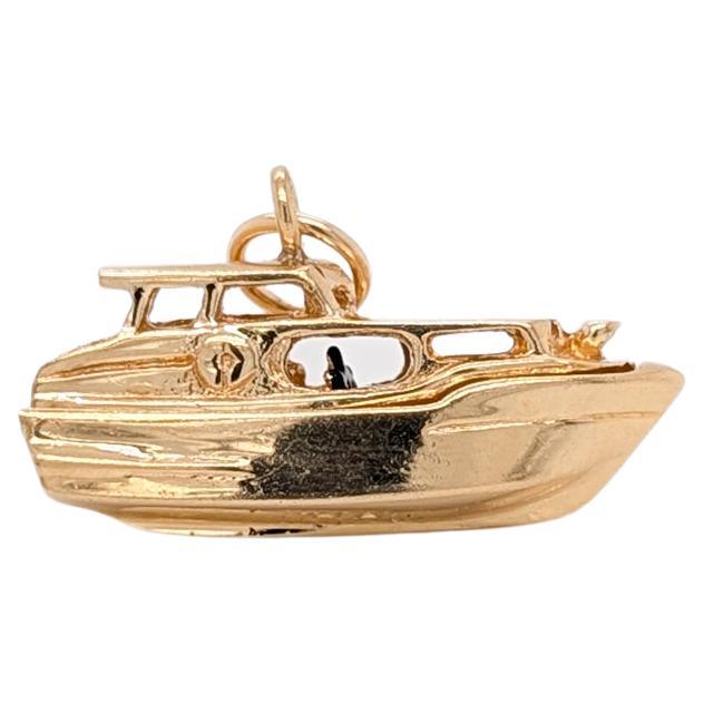 Signed Vintage American 14K Gold Figural Yacht Boat Charm