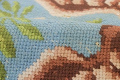 Signed Vintage American Needlepoint Rug in Blue with Pictorial - Rug & Kilim