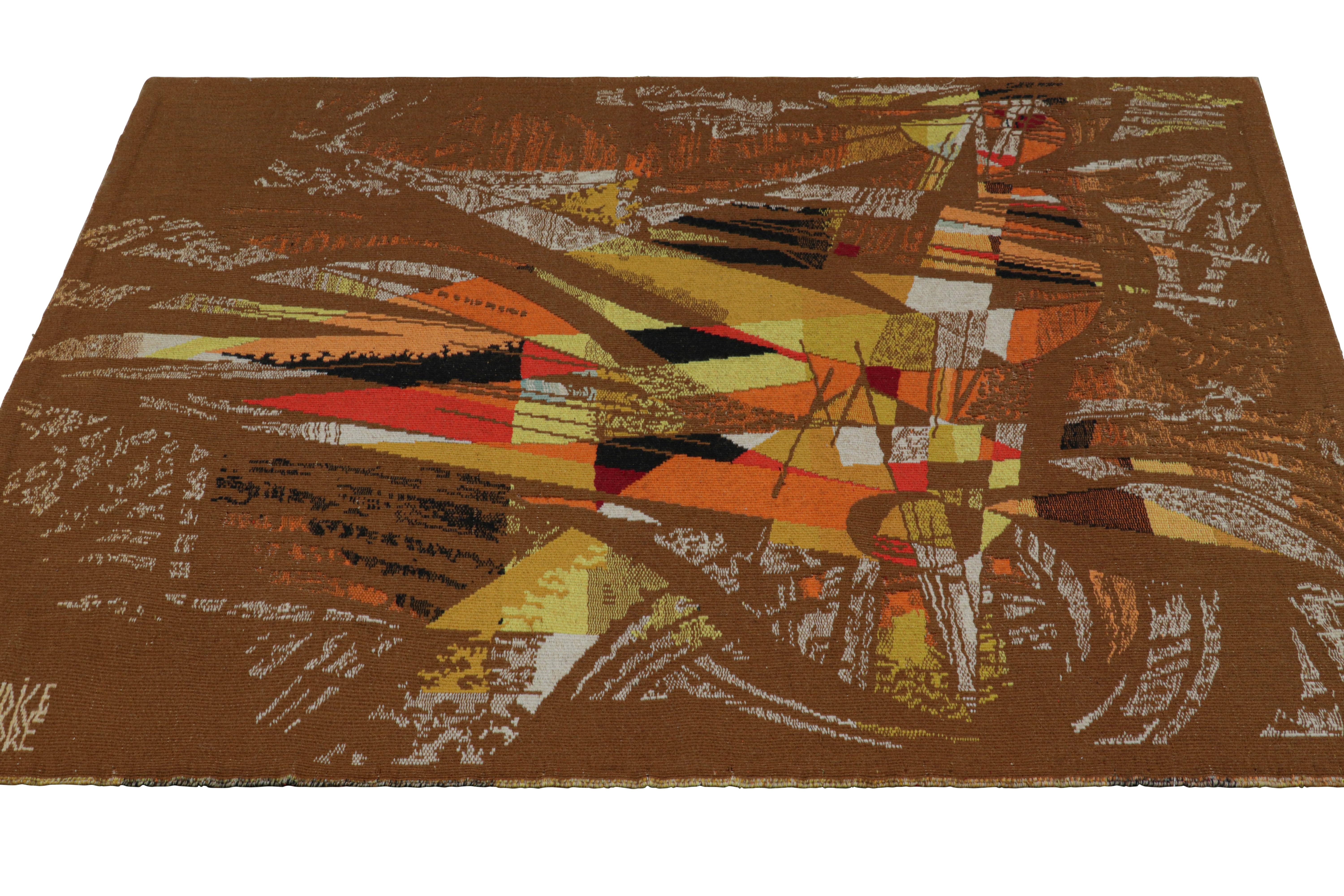 Hand-Woven Signed Vintage Andre Maurice Tapestry with Abstract Patterns - Rug & Kilim For Sale