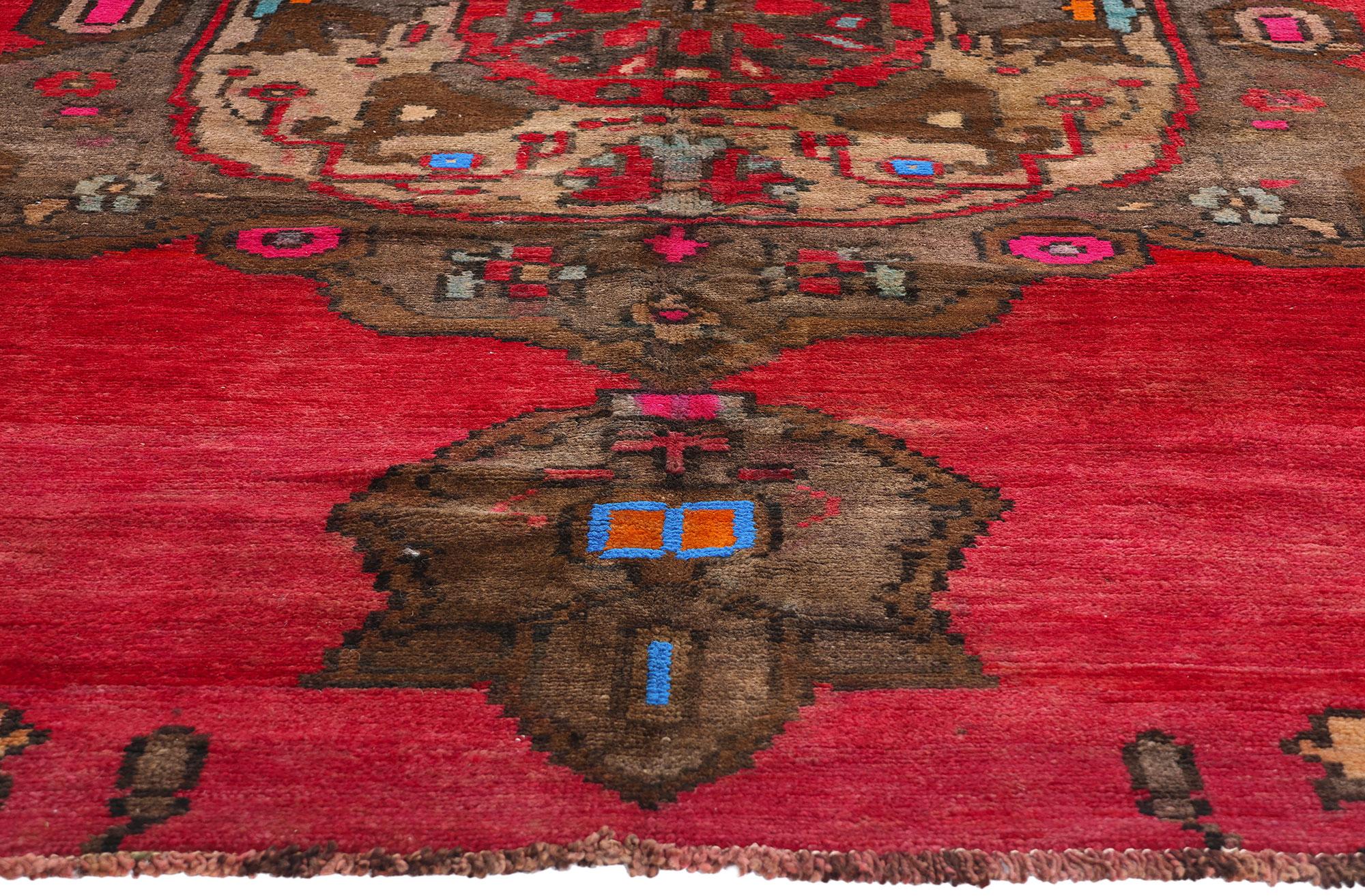 Signiert Vintage Brown und Rot Türkisch Kars Oushak Teppich im Zustand „Gut“ im Angebot in Dallas, TX