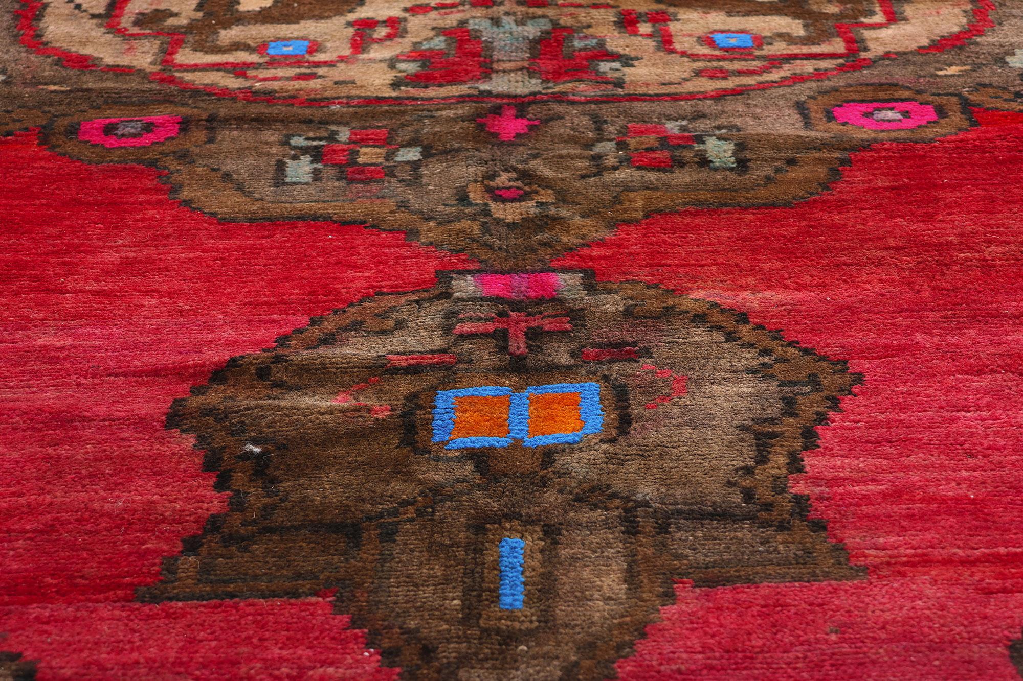 Signiert Vintage Brown und Rot Türkisch Kars Oushak Teppich im Angebot 3
