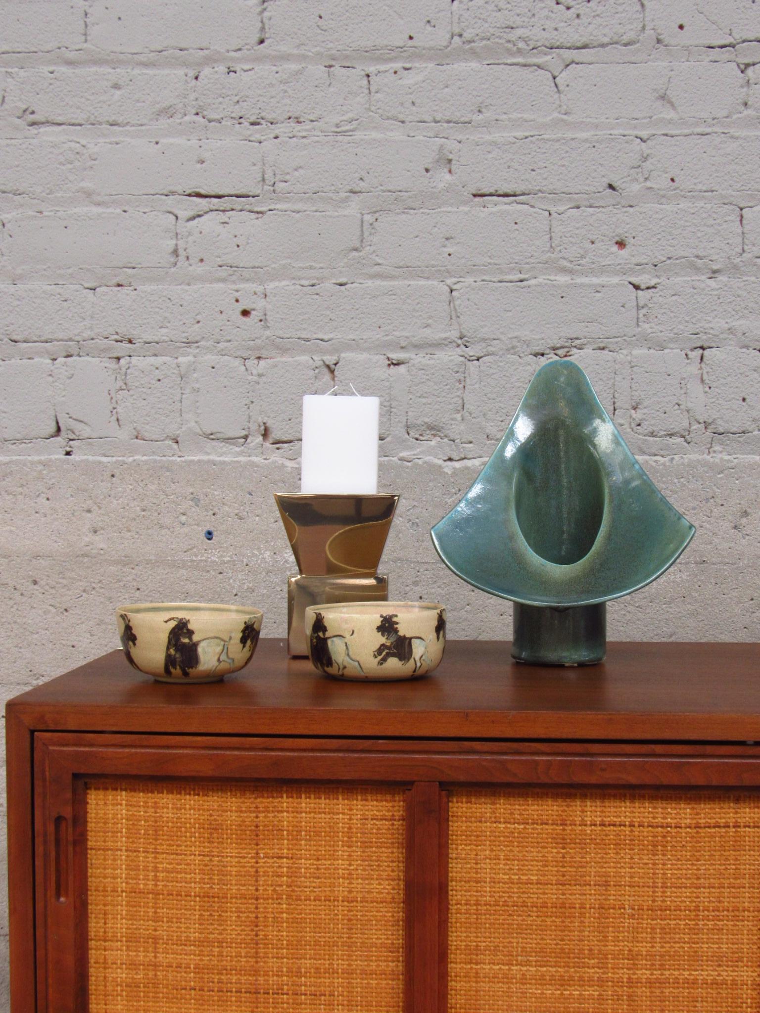 Brutalist Signed winged ceramic vessel, brutalist and mid-century modern For Sale